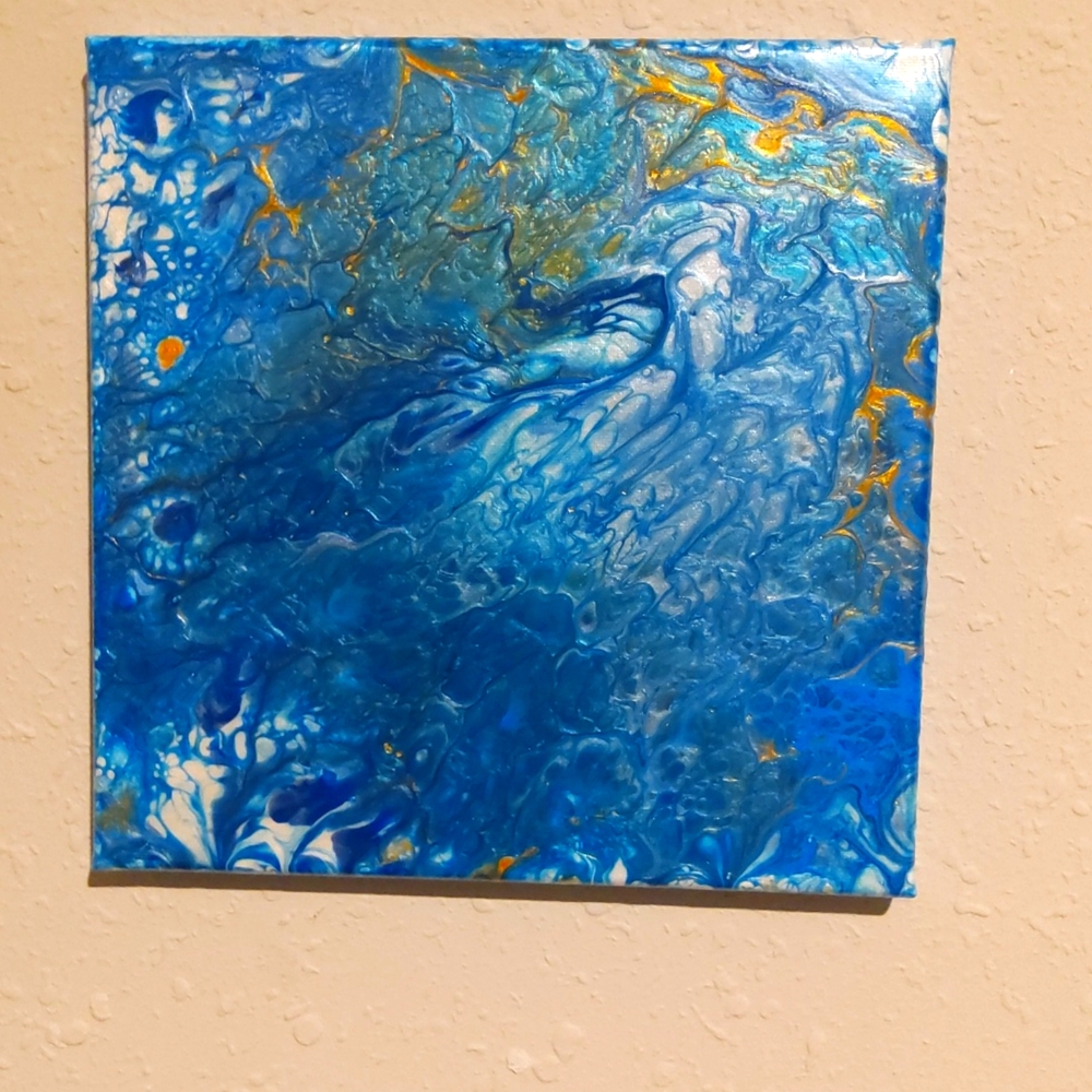 "Underwater" Original Abstract acrylic Fluid Art